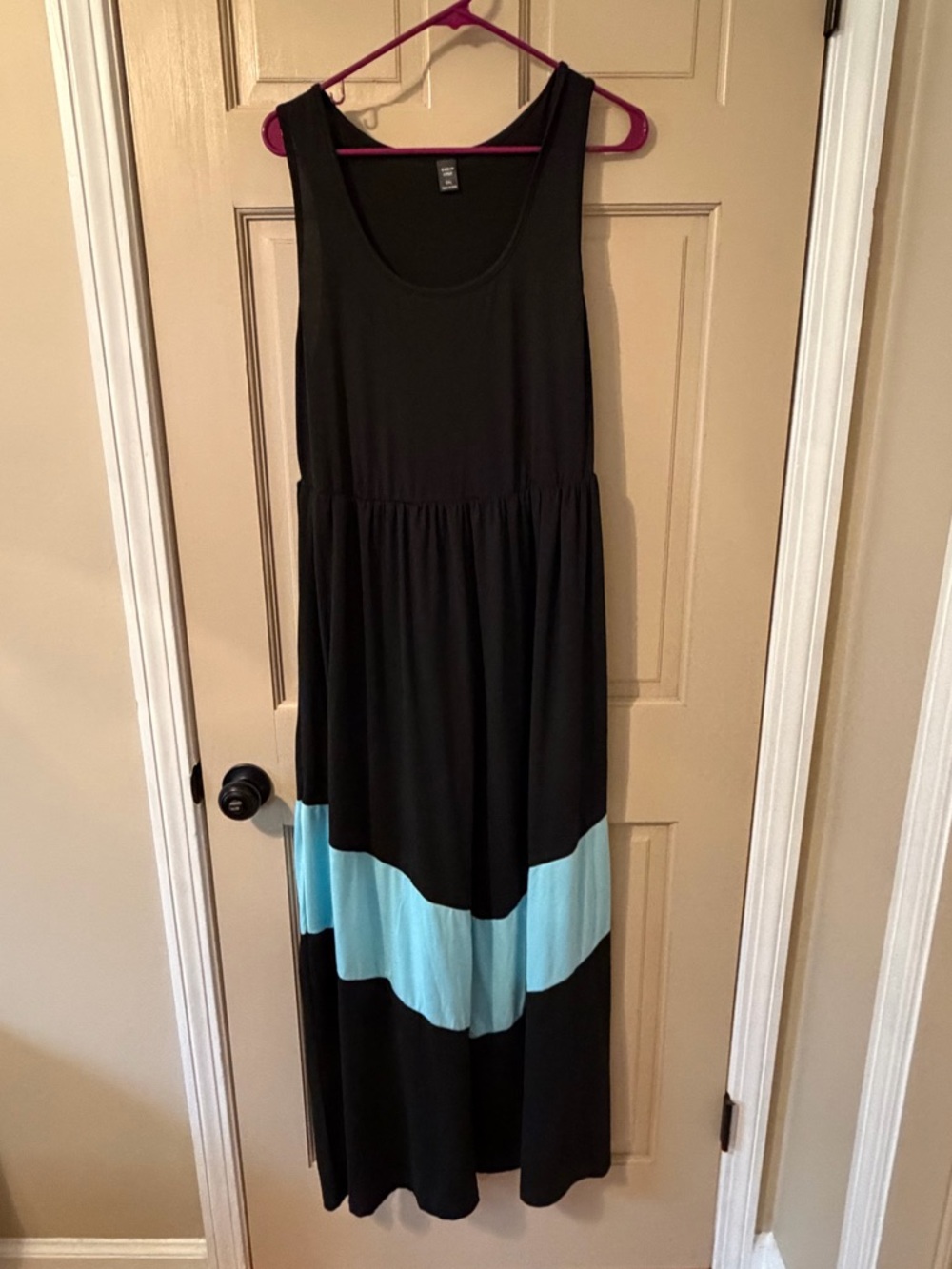 SHEIN Black Maxi Dress with Aqua Stripe